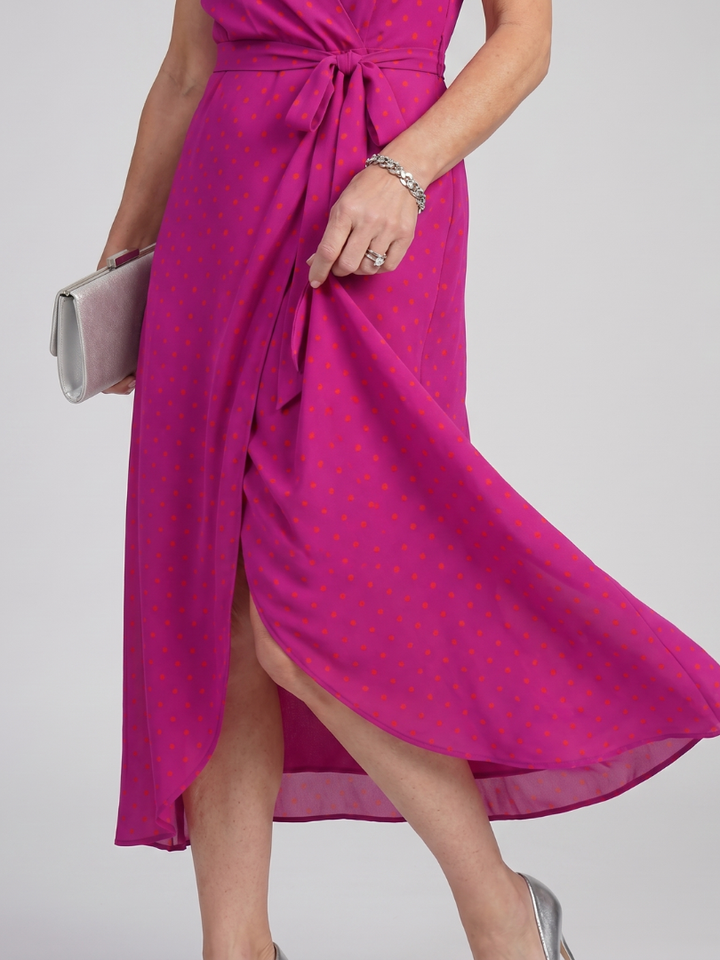 Priya | Short Sleeve Floral Wrap Midi Dress