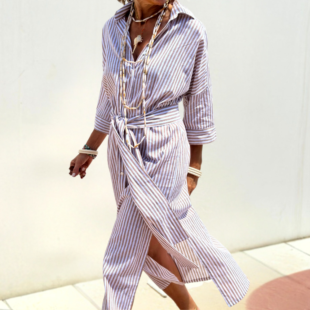 Noa | Relaxed Striped Shirt Midi Dress