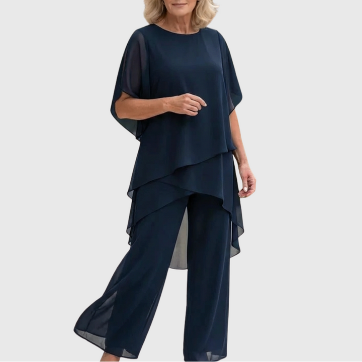 Susan | Suit with draped palazzo pants
