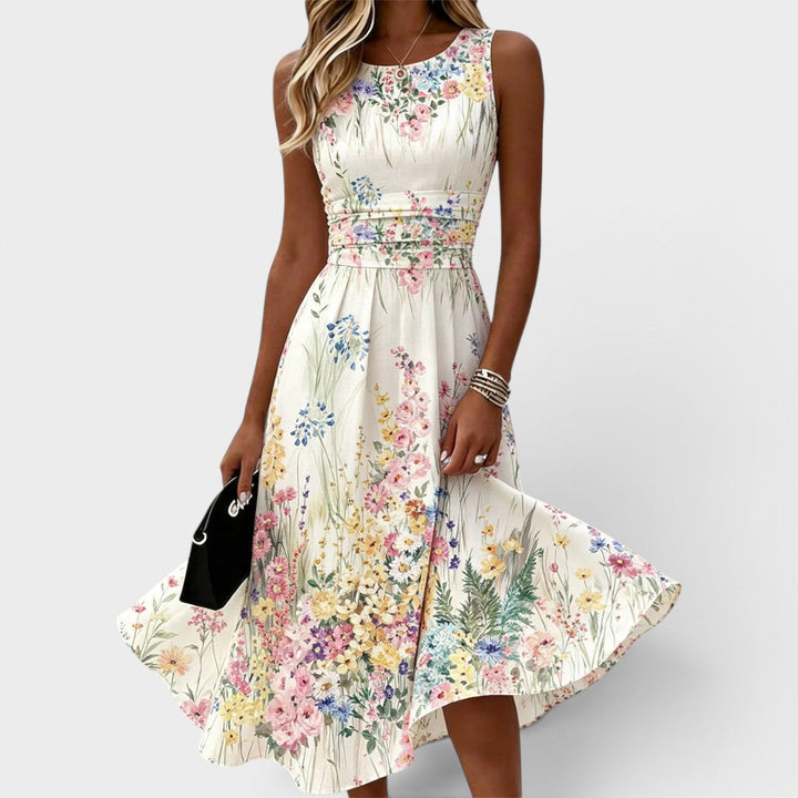 Kimberly - Sleeveless Floral Midi Dress