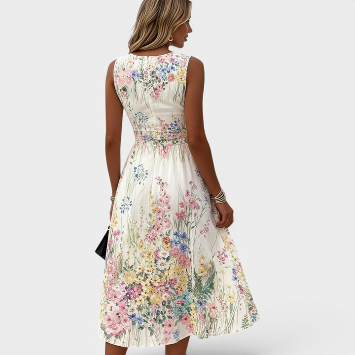Kimberly - Sleeveless Floral Midi Dress