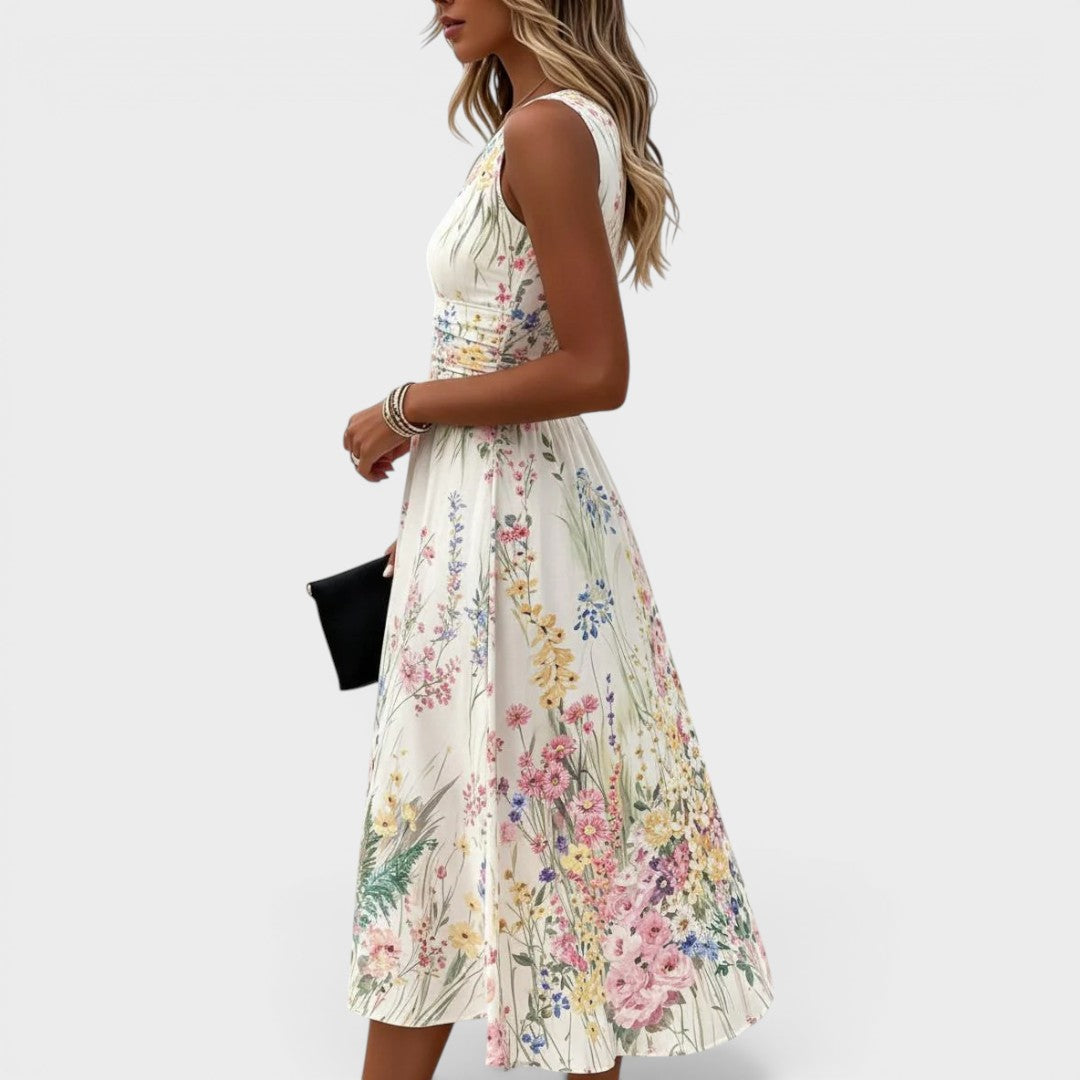 Kimberly - Sleeveless Floral Midi Dress