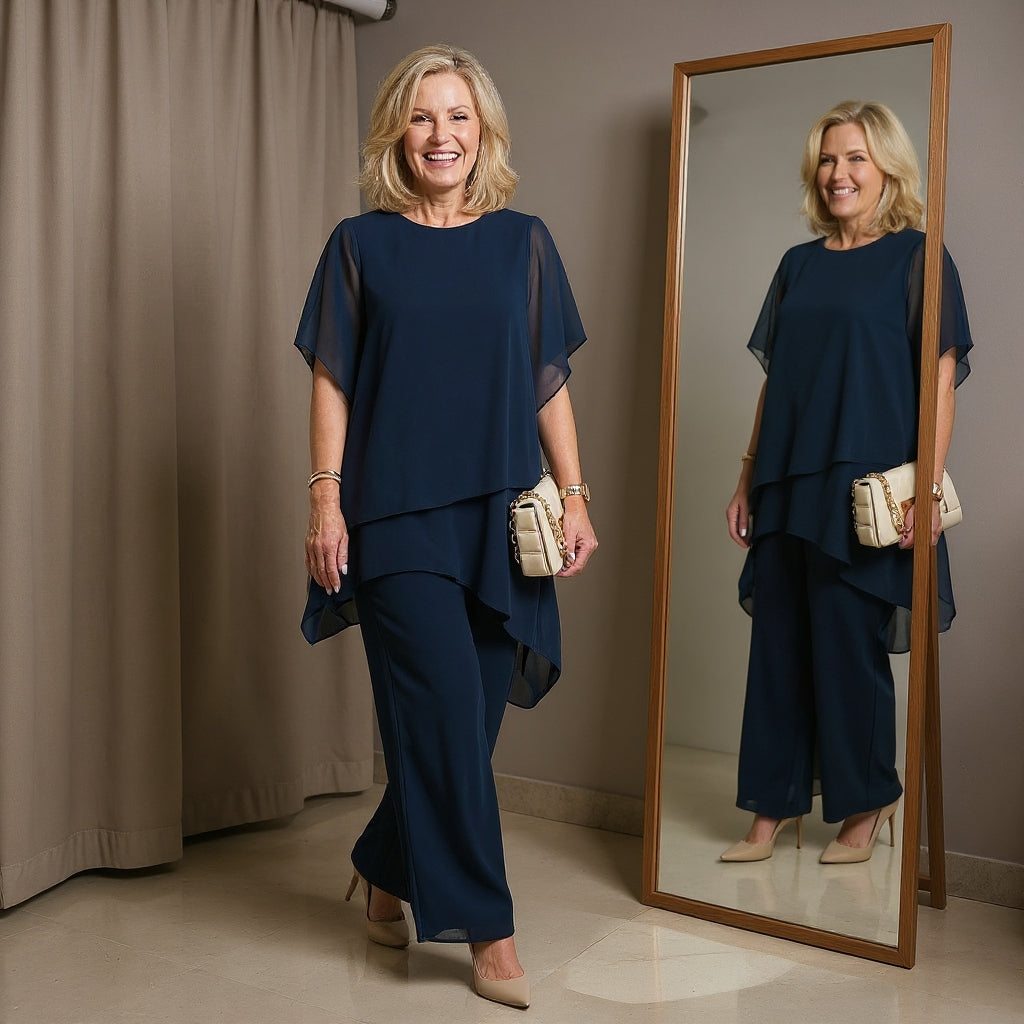Susan | Suit with draped palazzo pants