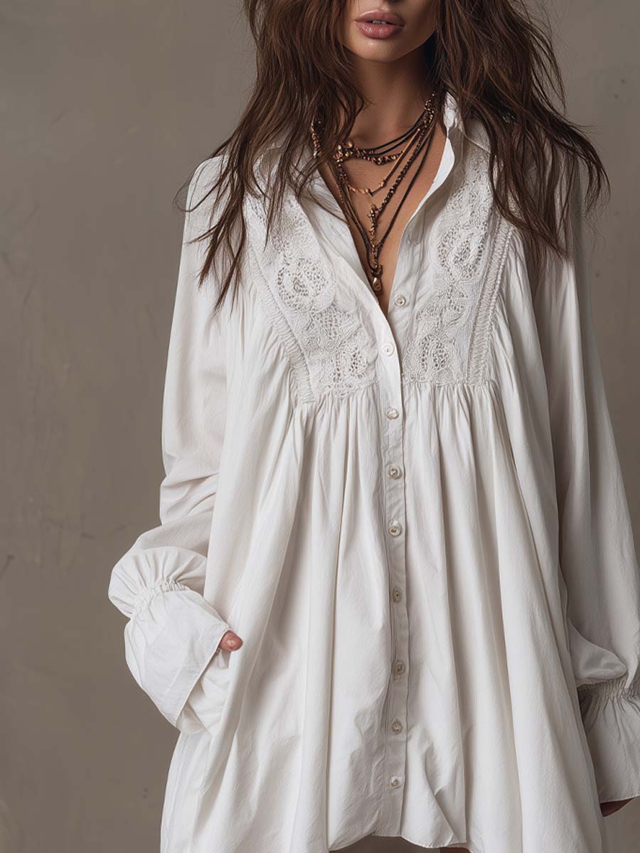 Anastasia™ | Lace Shirt Mini Dress